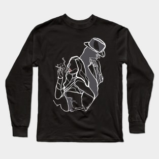 Single Line - Noir (White) Long Sleeve T-Shirt